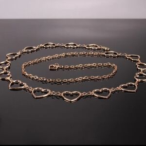 Open Heart Fashion Belt Gold-tone Lightweight Metal Love Body Waist Jewelry 45"